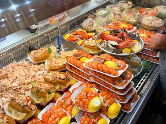 Fresh seafood platters at Quincy Market
