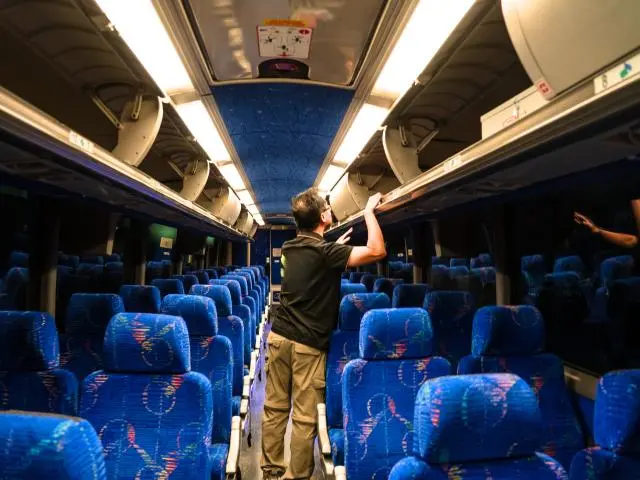 Roomy interior of the 50-seat coach