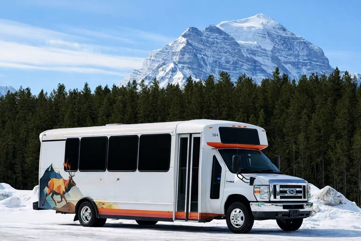 Exterior of the comfortable 24-30 seat minibus