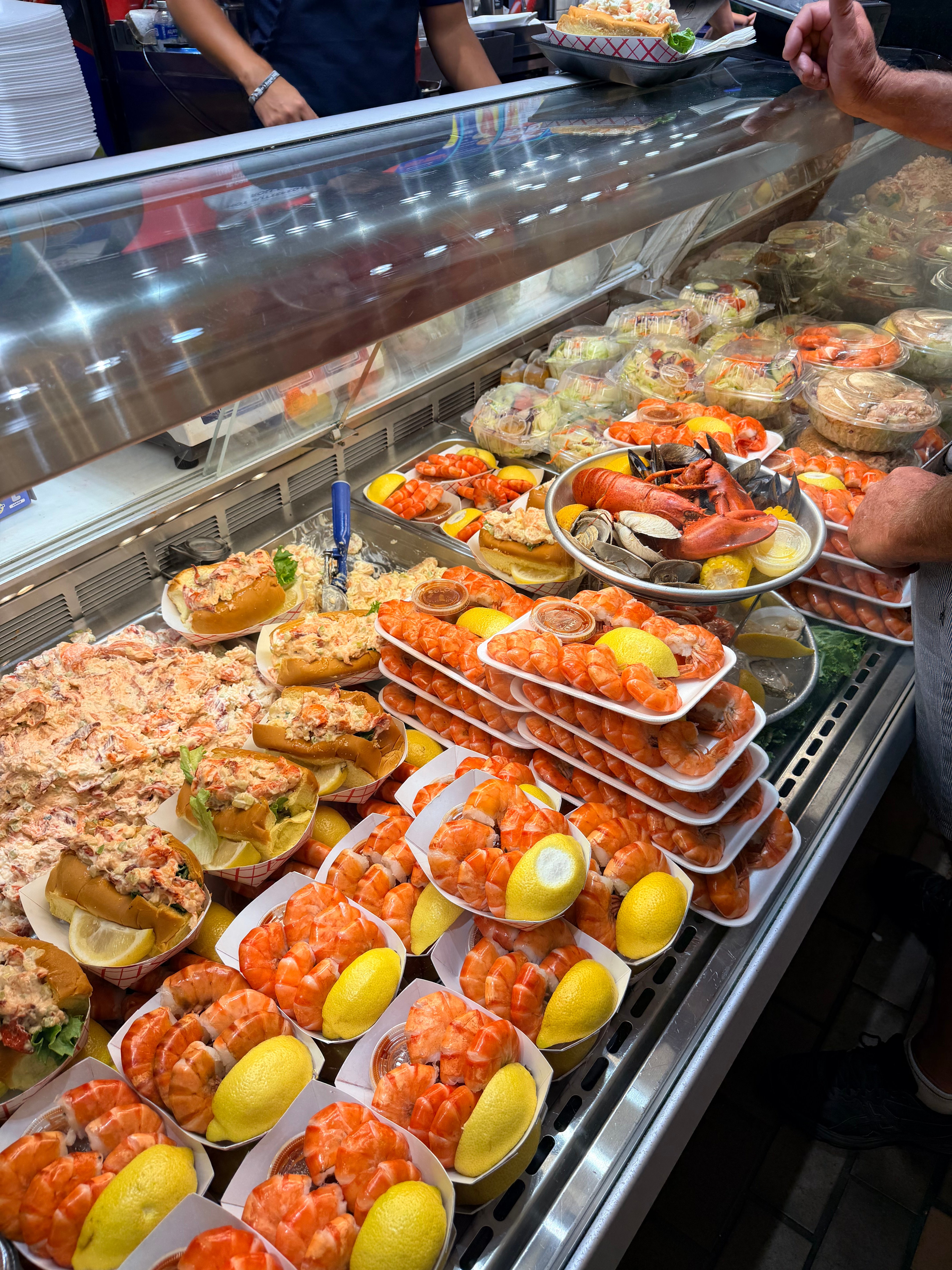 Fresh seafood platters at Quincy Market
