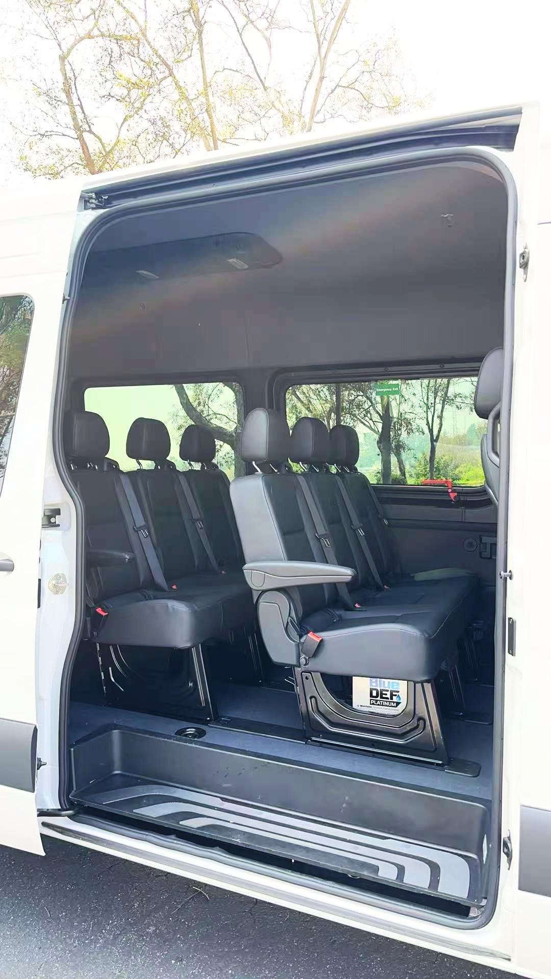 Interior of the high-roof small-group van