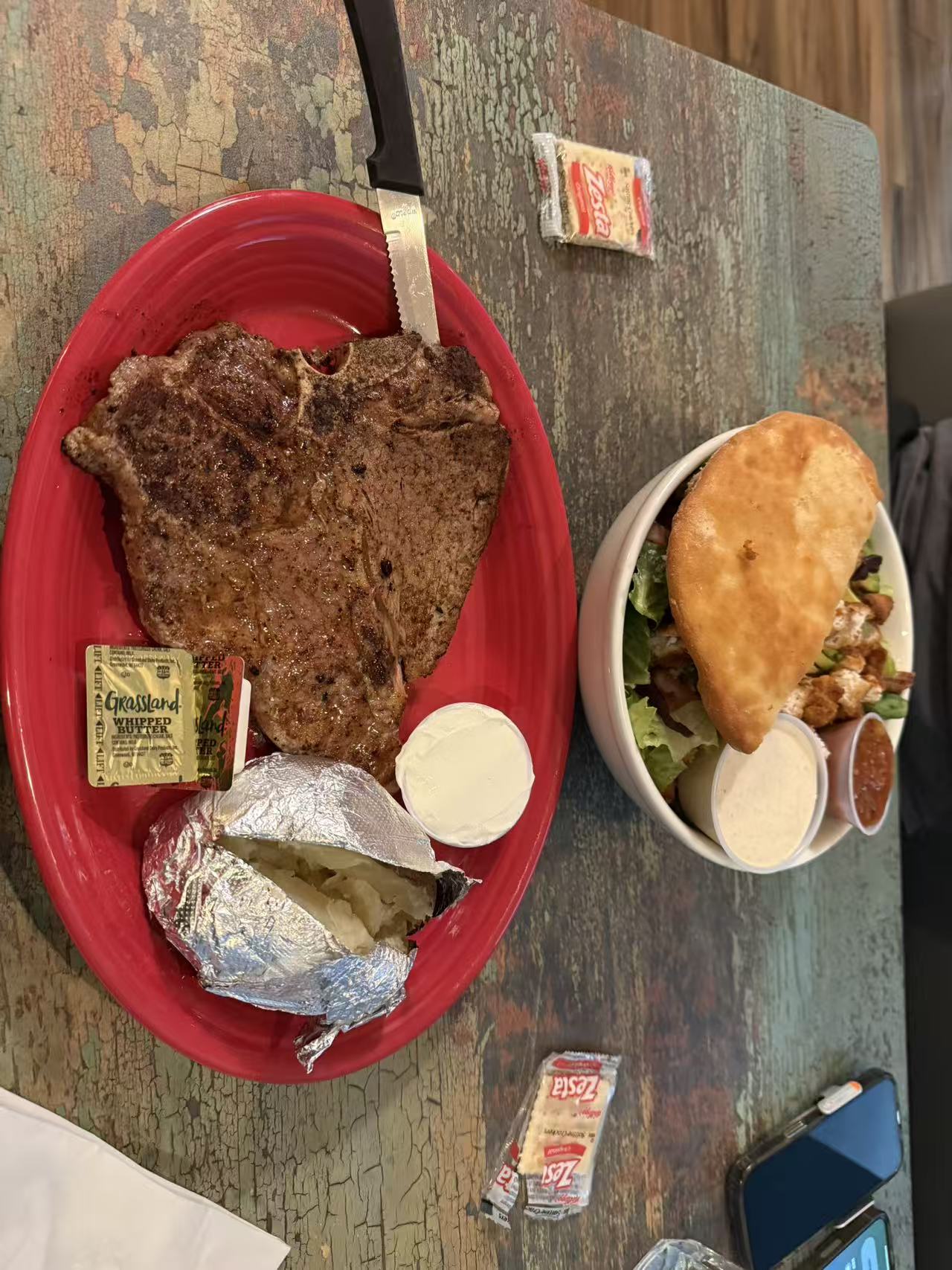 Hearty steak dinner along the route